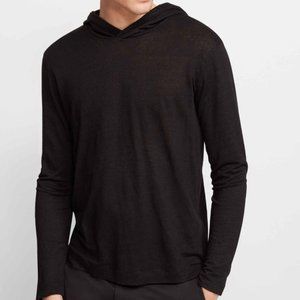 CLUB MONACO Men's Linen Hoodie in Soot Black - SMALL